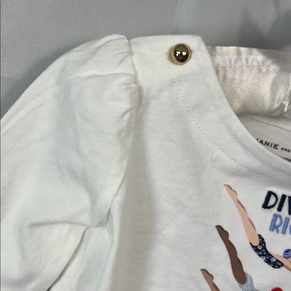 Janie and Jack White embroidered Dive Right In Tee size 12-18 months NWT